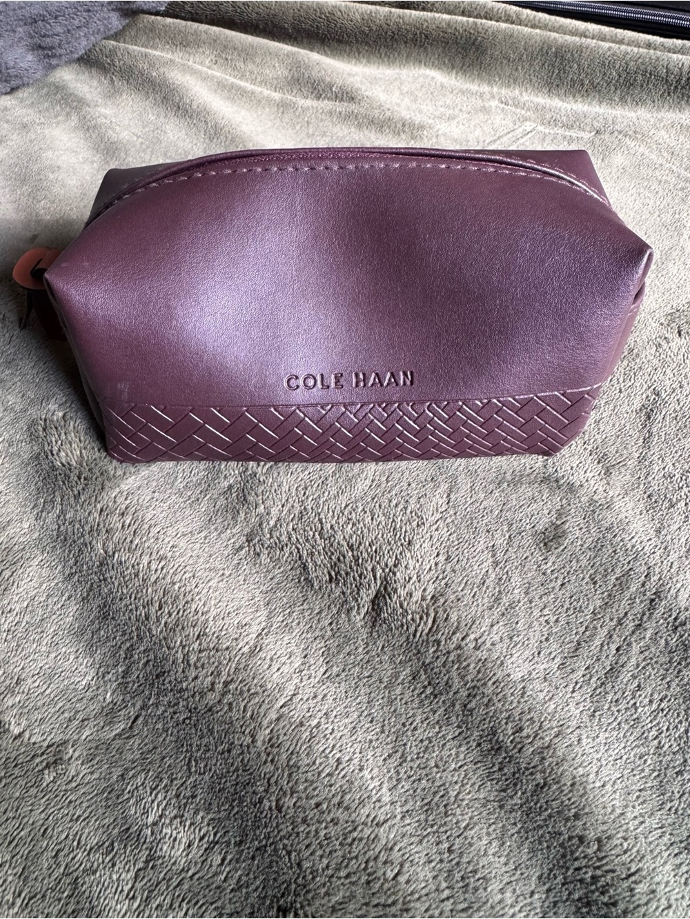 COLE HAAN AMERICAN AIRLINES BROWN amenity bag cosmetic travel holder dopp